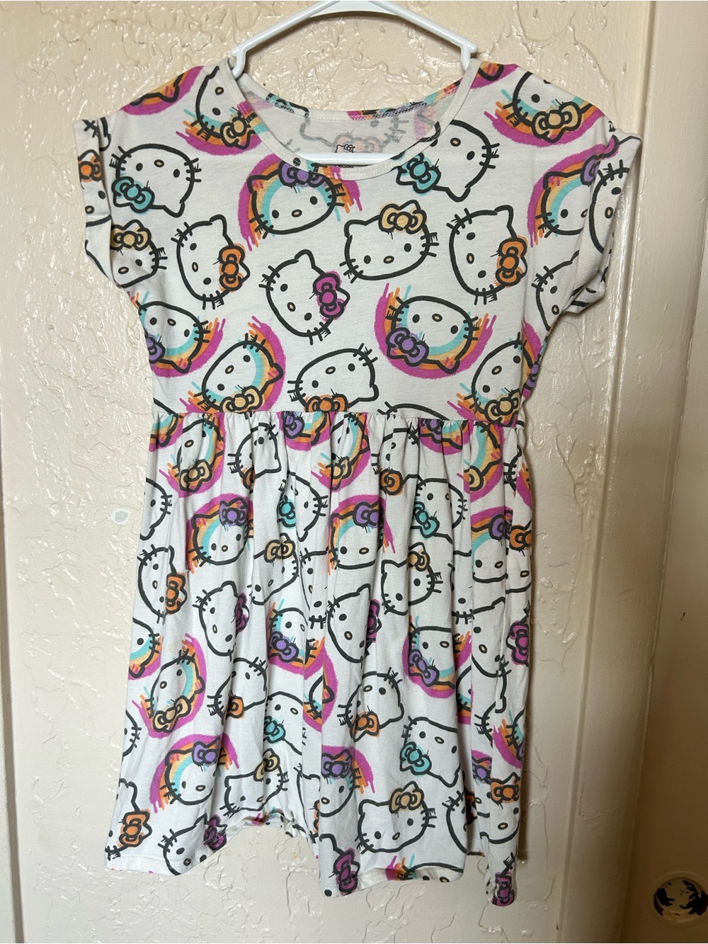 Hello Kitty White Dress with Rainbow and Multicolor Bows